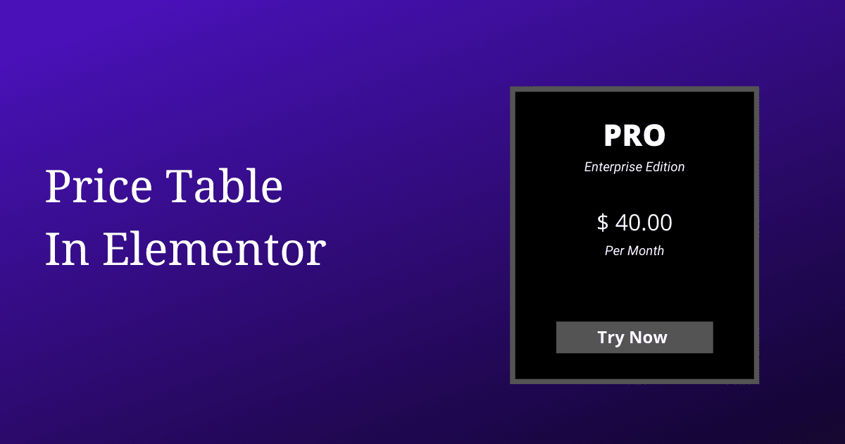 Create An Effective Price Table In Elementor Elementor Addons