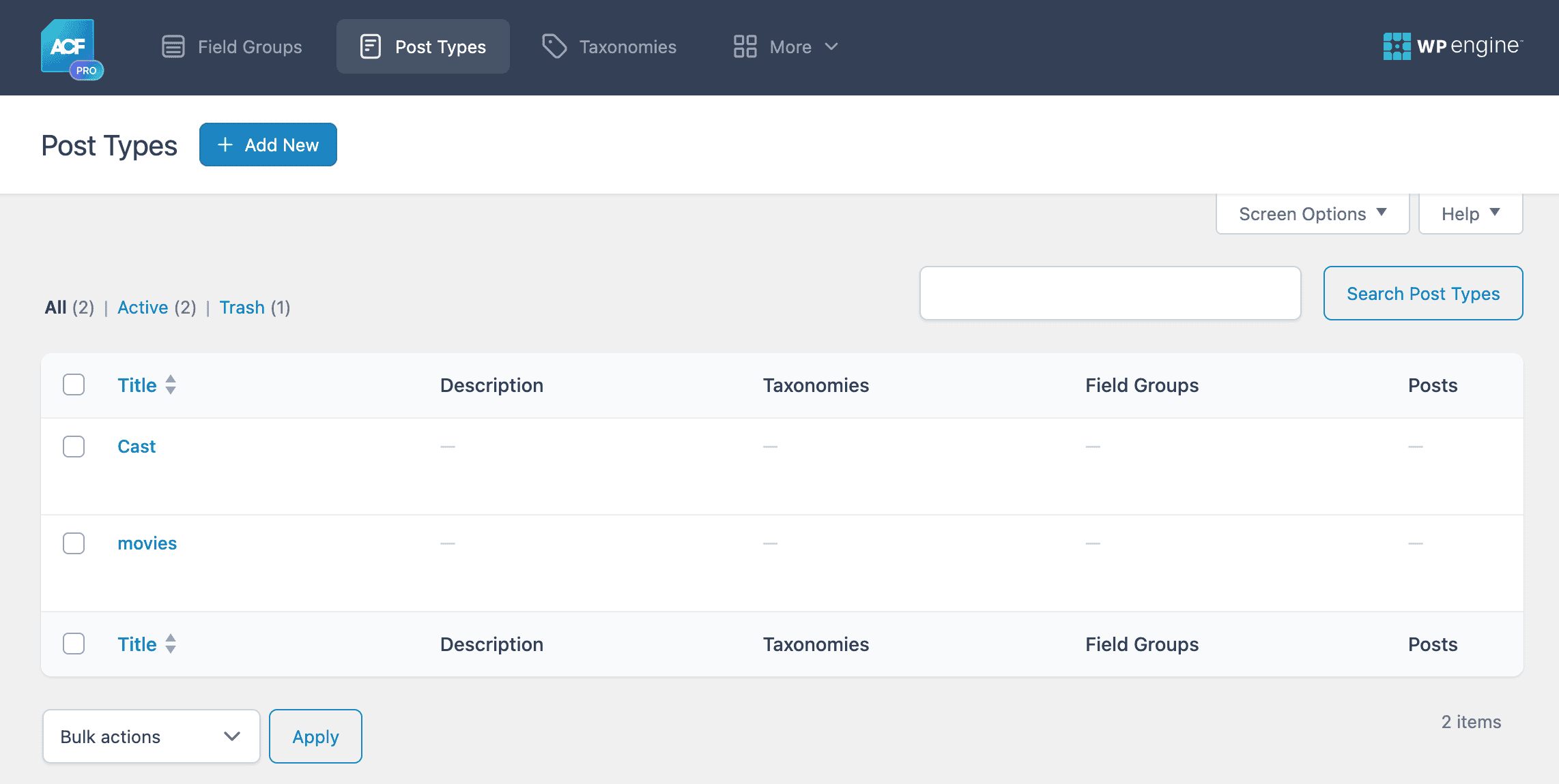 Create Custom Post Types in ACF